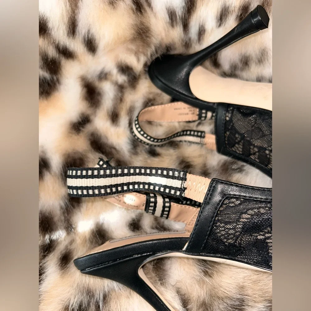 Steve Madden Bri Stiletto Pump Slingback Black Lace 6.5M EUC - Picture 10 of 13